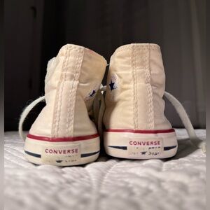 Converse Off-White High-Tops with Red and Blue Details